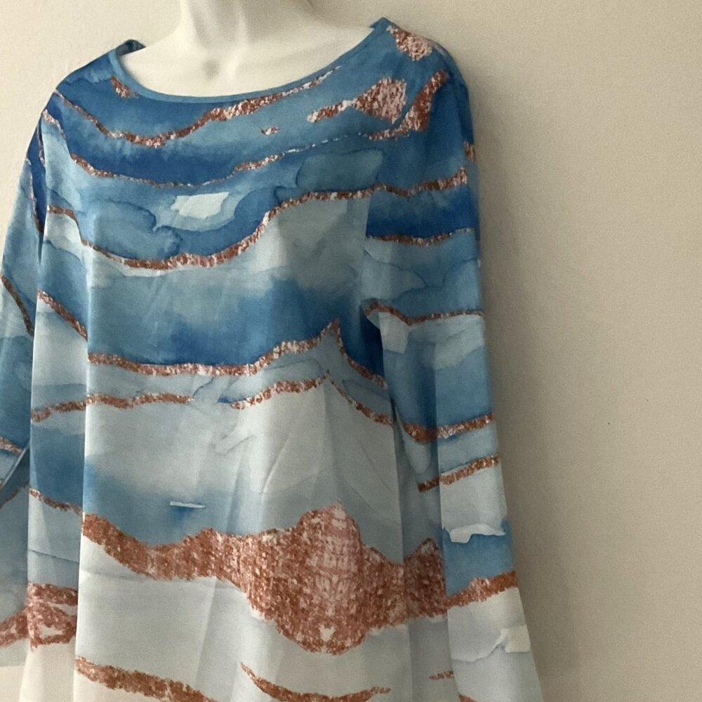 JUST FASHION NOW ASYMMETRICAL BLUE TOP - Picture 3 of 9